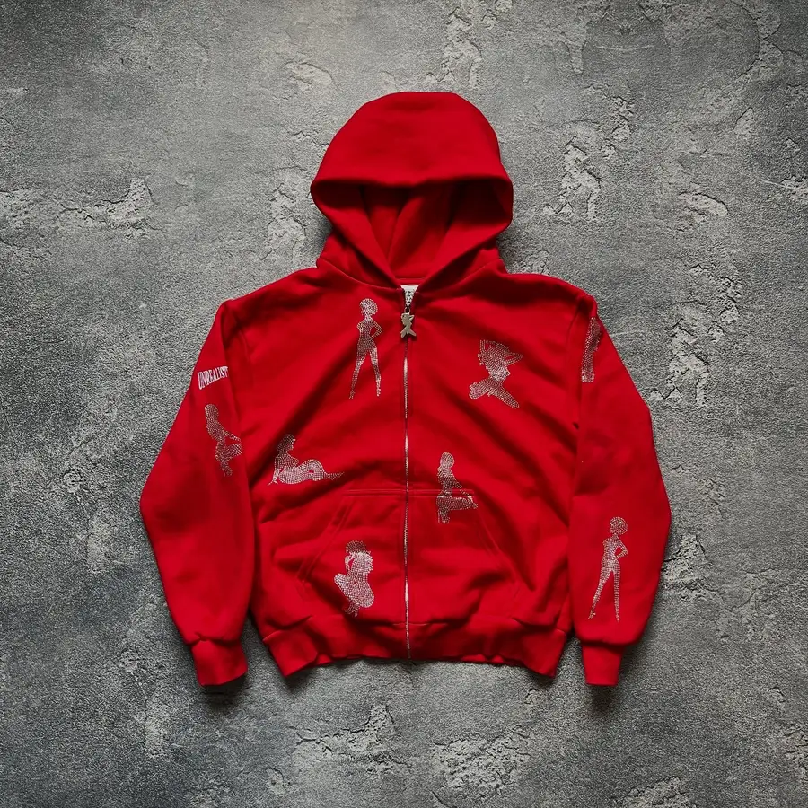 moletom zip vermelho
